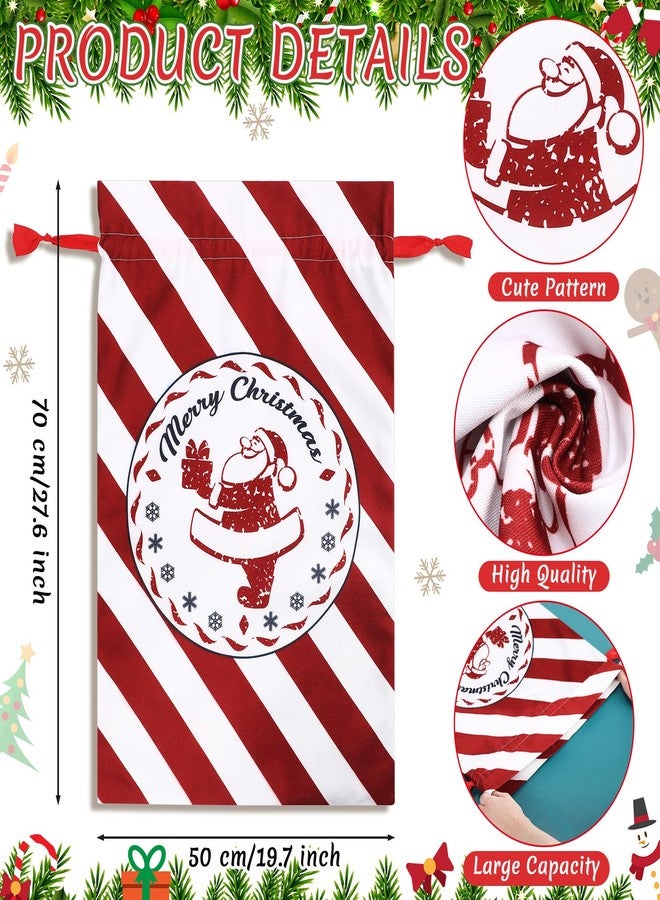 Chumia Large Christmas Gift Bag 19 x 27 Inch, Santa Burlap Gift Sack Drawstring Merry Christmas Reusable Xmas Bag for Gifts Wrapping Kids Presents Storage (Red and White Stripes) - Image 2